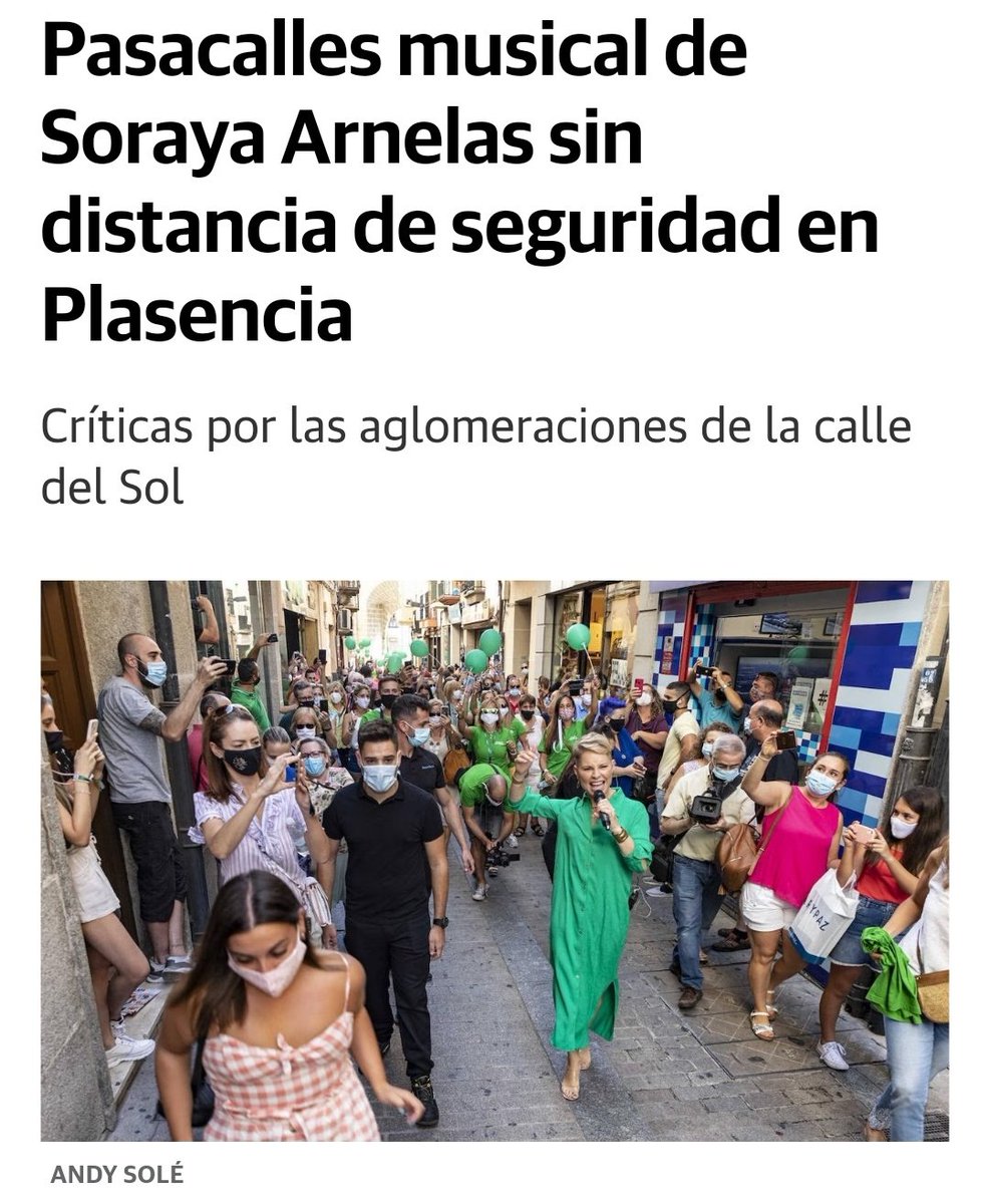 PlanetaTamara's tweet photo. Hoy se cumplen tres años del pasacalles musical de soraya arnelas en plasencia que catapultó las ventas de la casa de las carcasas y dio paso a las segunda ola de covid-19 https://t.co/NGD8JHsXmB
