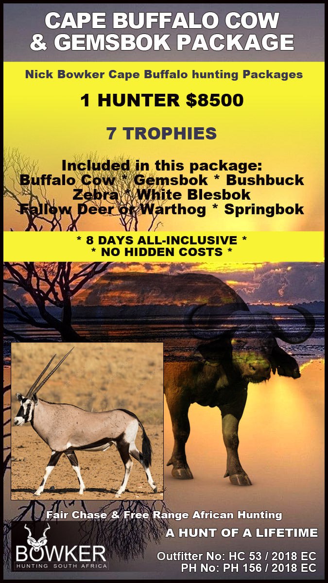 BowkerHuntm's tweet photo. #hunting #hunt #hunter #nickbowkerhunting #capebuffalo #buffalo #buffalohunting #capebuffalohunting Nick Bowker Trophy Hunting – a hunt of a lifetime – 7 trophies – no hidden costs – Cape Buffalo Cow & Gemsbok Package https://t.co/0toGz217Ov https://t.co/vQwez9RuAg