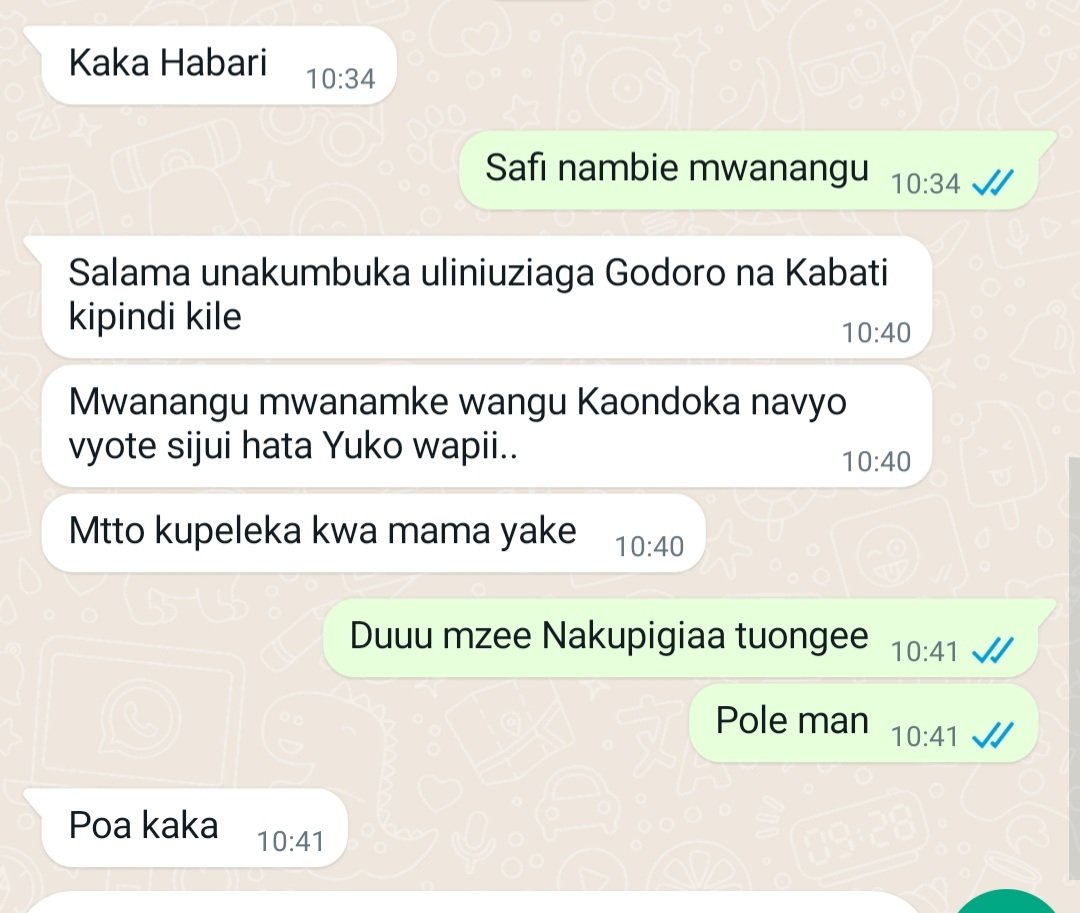 kapeto98's tweet photo. Daaah Wadada Mmefikia huku kwelii wapi tunaelekeaa..😢😭

🧵

Kwenye maisha Yangu hamna watu nawakubali kama wanawake na ni watu ambao nawaamini sana, ila kwa haya mliomfanyia mwanangu nimewanyooshea mkono..

Mwanangu Nilimuuzia Godoro kitanda na Kabati mwaka jana Kutoka @KapetoMall akawa navyo Getho kwake pale maeneo ya Kibo Ubungo..

Getho likawa limependeza kinoma mimi mwenyewe nikawa natamani Getho langu liwe kama lake..

Sasa mwaka Jana Kuna mwanamke wake mmoja alimpata Maeneo ya Bar alimpaga mimba so baada ya kujifunguaa akaaamua aishi nae tu Mambo yesiwe mengi..

Sema wanae wengi tu tulimshauri achukue tu mtto wake asimuoe Yule mwanamke kwani sehemu waliyokutana lazima angemsumbua kwenye maisha yake..

Sema Yule Jamaa wetu hakuweza Kutuskilizaa hata kidogo alijua maybe tunampenda mke wakee..

Jana Kuna Jirani yangu akanambia Kuna mshkaji mtaa wa pili kaibiwa Vitu vyote vya ndani alivyokua kaondoka nyumbani kaenda nyumbani kwao kwenye msibaa..

Mimi sikujuaa kama ni huyu mshkaji wetu ambaye tulikuaa tunamshauri kila siku hatuskii..

Bahati nzuri Muda sio mrefu kanitumiaa Text WhatsApp na kunambia kuwa yule mwanamke kabiba kila kitu tulivyomuuziaga kutoka @KapetoMall mimi mwenyewe kanishtuaa sana maana mwanamke mwenyewe hata hauwezi kumzaniaa..

Mwanamke Alichofanya kamrudisha kwanza mtto wake kwa Bibi yake Singida yeye akarudi Mjini akahama na vitu vyote vya ndani na Simu zake zote hapatikani..

Ila kila siku mwenetu @prossoff anatupa Ushauri kuhusu hawa wanawake wa kukutana nao mjini hapaa hawafaii..ila ni sisi tu hatuelewii..

Baada ya kuongea na Jamaa nilichomshauri ..

1. Asiamini Mwanamke ambaye hamjui Background yake hata mara mojaa..

2. Hapa Dar es salaam Tanzania ni mji wa Biashara ukifuata mapenzi mambo ya Upendo lazima Utaishia Pabayaa..

3. Sometimes uwe unaskiliza Ushauri wa Washkaji zako maana hawawezi kushauri mabayaa hata siku mojaa..

4. Ajipe Muda kidogo kwenye maswala ya Kupenda penda Hovyoo..

5. Cha mwishonilikwambiaa kwenye mapenzi ikiwezekana atumie Akili asitumiee Hisiaa..

6. Cha mwisho kabisa Nilimwamwambia aje kununua Godoro na vitu vingine Kwenye kampuni yetu @KapetoMall tutampunguzia maana amepata matatizoo.. 

7. Pia kama anaweza Kuipukana na shida kama hizi awe anazitatua kiurahisi amcheki @ClaraKavin17559 apewe Bima yake kwa ajili ya Vitu vyake ikitokea Amepata shida apewe Compensation..

Mimi imeniuma kwa kweli ndio maana nikaona Nishare na nyinyi wanangu Muone ili yasije kujitokeza tena kwenu..

Usisahau kuretweet watu wengi waone Hii nawatakiaa Siku njema..

Wanawake Muishi nao kwa Akili..