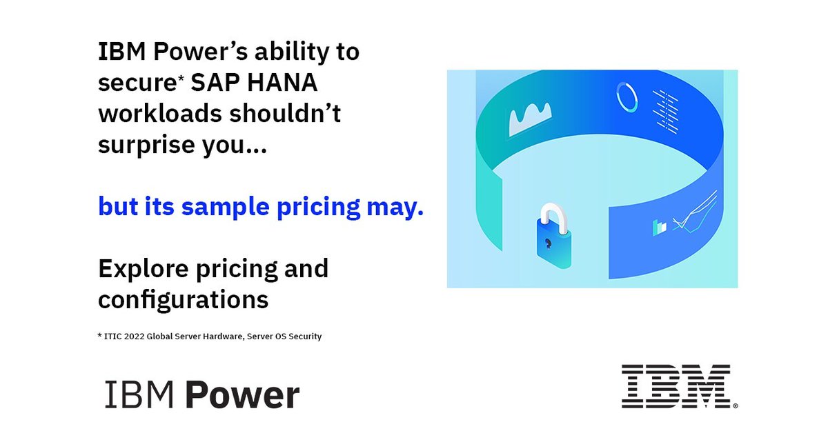 Organization of all sizes need to securely managed SAP HANA workloads. IBM Power is a leader in its class for security and designed to run this critical workload. Explore IBM Power pricing on stwb.co/elelppp #TBM30, #ServingYou, TBMlimited