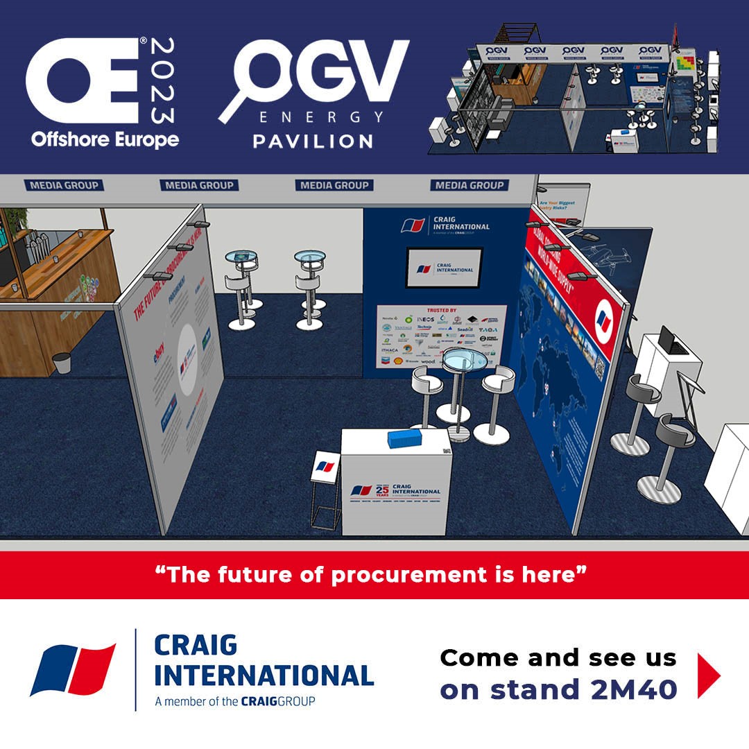Craig_Int's tweet image. We are excited to be exhibiting at @SPE_OE 2023 at Aberdeen’s @PandJLive! You can find us in the @ogvenergy Pavilion space. 

Come see the future of procurement on stand 2M40!
#OE23 #50YearsofOE