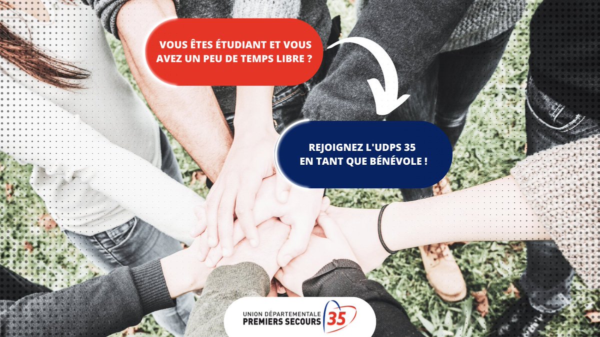 UDPS35's tweet photo. Vous avez du temps libre et souhaitez le mettre au service de quelque chose qui a du sens ?
👉 Rejoignez l' @udps35 !

✉ Contactez- nous : https://t.co/77S3q4lokA

#udps35 #premiersecours #benevolat #secourisme https://t.co/qNDpBUmwH0