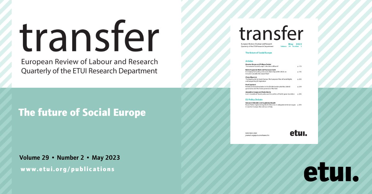 transfer (@transfer_etui) on Twitter photo Our latest issue on the future of #SocialEurope, coordinated by <a href="/MaartenKeune/">Maarten Keune</a> and <a href="/philippepochet/">Philippe Pochet</a>
is out!
➡️ journals.sagepub.com/toc/trsa/29/2 Our latest issue on the future of #SocialEurope, coordinated by <a href="/MaartenKeune/">Maarten Keune</a> and <a href="/philippepochet/">Philippe Pochet</a>
is out!
➡️ journals.sagepub.com/toc/trsa/29/2