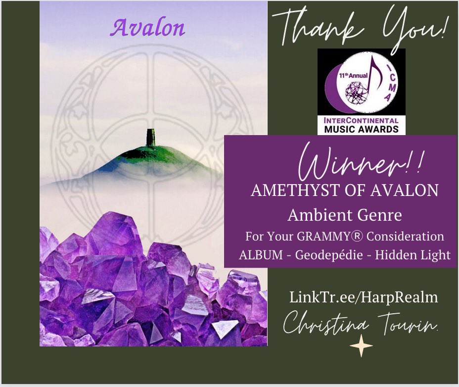 Today was the Intercontinental Music Award ceremony and my composition Amethyst Of Avalon won in the Ambient genre! So grateful to all who participated in this journey! #buvanagerlach #petersprague #suzannedoucet #theBcompany #icma #arpalisa #daveeastoe #newagemusic #harpmusic