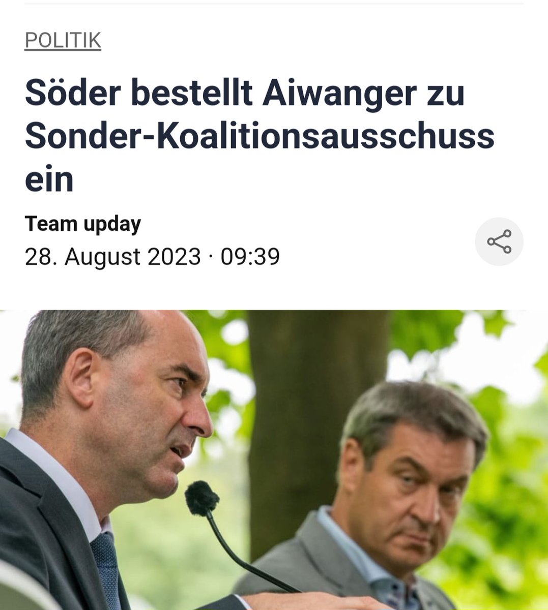 Markus #Soeder macht weiter mit der rufmordenden #Schmutzkampagne und bestellt #Aiwanger zu Sonder-Koalitionsausschuss ein.
Zumindest muss doch noch die 'gute, alte Sippenhaft' in Deutschland möglich sein. 
Jedenfalls wenn es nach Söder geht! 😖

f7td5.app.goo.gl/hTvcQF