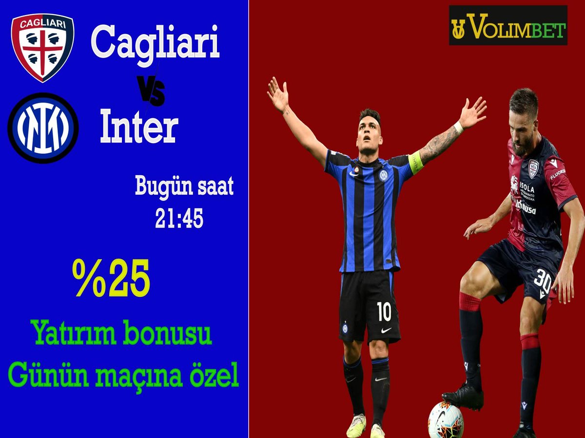 volimbet's tweet image. Günün maçı bonusu ⚽💯✅
#volimbet #bet #gununmaci #Canlibahis #canlispor #maç #maçkolik #onlinegaming #FutbolKeyfi #canlıyayın #Cagliari #İnter