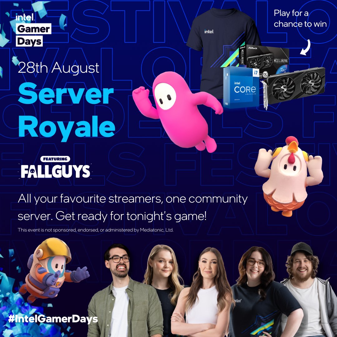 WE ARE LIVE WITH #INTELGAMERDAYS!

Join us the Fall Guys Server Royale, claim bragging rights & a chance to win some incredible PC upgrades thanks to @IntelANZ! #ad

👇👇👇

twitch.tv/CripsyTV

#IntelGamingAgent #IntelPartner #IntelGamerDays