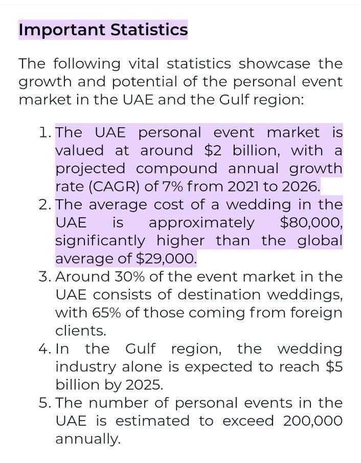 zuzerlucknowala's tweet photo. @partycruisersltd ready to capture the bigger market. According to the internet these are the statistics of the Dubai wedding industry. We are soon going to be a part of this 🤞 https://t.co/ukXgdt04OJ