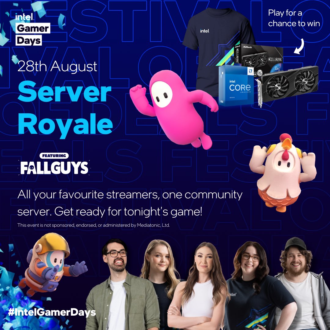 Kiki_Twitch's tweet image. AYO LIVE 🔴 

Early stream participating in the @IntelANZ Server Royal to celebrate Intel Gamer Days! 🎉 

Come join chat, play in our Fall Guys lobby and have the chance to win sweet sweet prizes 😍

twitch.tv/KIKI

#Ad #IntelGamingAgent #IntelPartner #IntelGamerDays