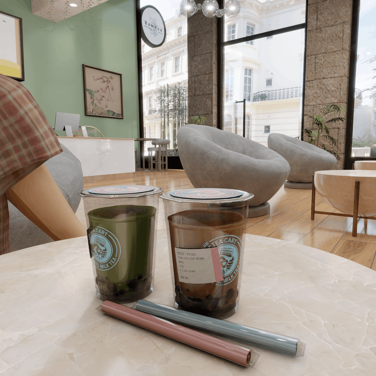 Bamboo Bubble Tea Cafe Blender Scene ✨🧋💚
Link in bio!!

--------------------
#TheSims #TheSims4 #blender #blendercommunity #Blender3D #blenderrender #blenderscene #cozy #decor #decoration #cafe #cafescene #cafedecor #cafedesign #bubbletea #bamboo #community #Patreon