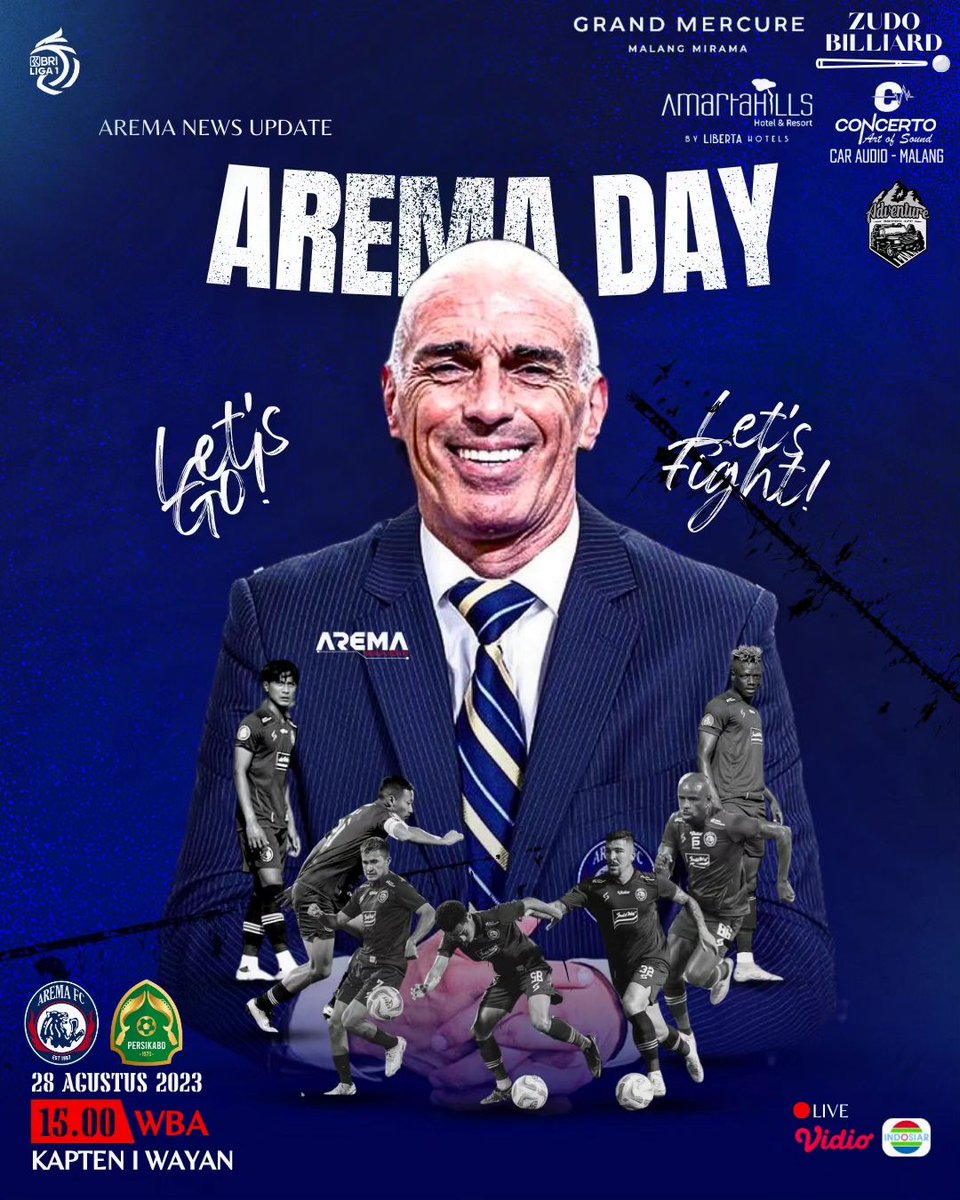 𝙉𝙂𝘼𝙉𝙀𝙈 𝘿𝘼𝙔 🔥💙

⚽ Arema FC vs Persikabo
📆 Senin , 28 Agustus 2023
⏰ 15.00 WIB
🏟️ Stadion Kapten I Wayan Dipta
📺 Vidio. Com &amp; INDOSIAR

𝙋𝙚𝙣𝙙𝙖𝙥𝙖𝙩 𝙪𝙢𝙖𝙠 𝙧𝙚𝙠 ⁉️
📣𝙋𝙋 - 𝙞𝙠𝙡𝙖𝙣 𝙠𝙚𝙧𝙟𝙖𝙨𝙖𝙢𝙖 𝘿𝙈/𝙀𝙢𝙖𝙞𝙡