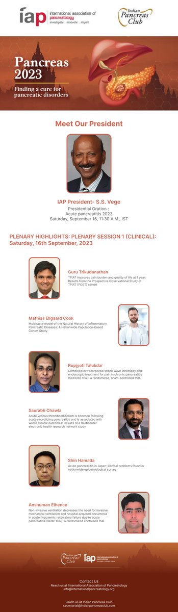 Dive into an enthralling Presidential oration by @SanthiVegeMD and clinical plenary session 1 to know about the latest ground breaking research in Pancreatology on 16th September. Join us at PANCREAS 2023, JW Marriott, Aerocity, New Delhi .