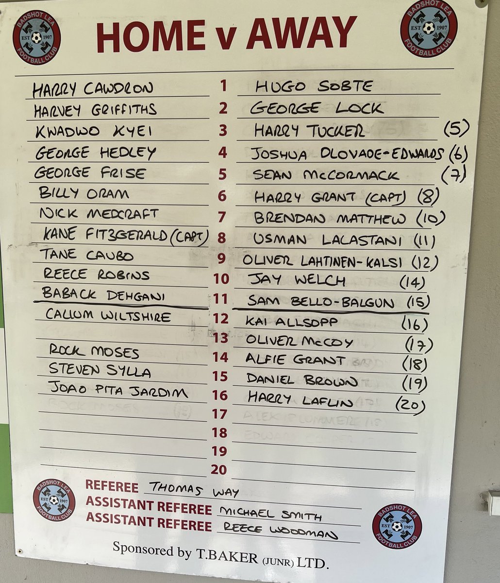 The starting XI for <a href="/AscotUnitedFC/">Ascot United FC</a> to face <a href="/BLFC1907/">Badshot Lea FC</a> away #uptheyellas #yellamen #NonLeague #nonleagefootball