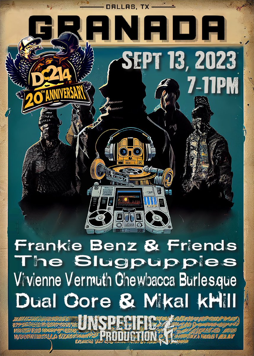 We have finalized the lineup for the @DC214DFW 20th Anniversary Party at the Granada Theater.