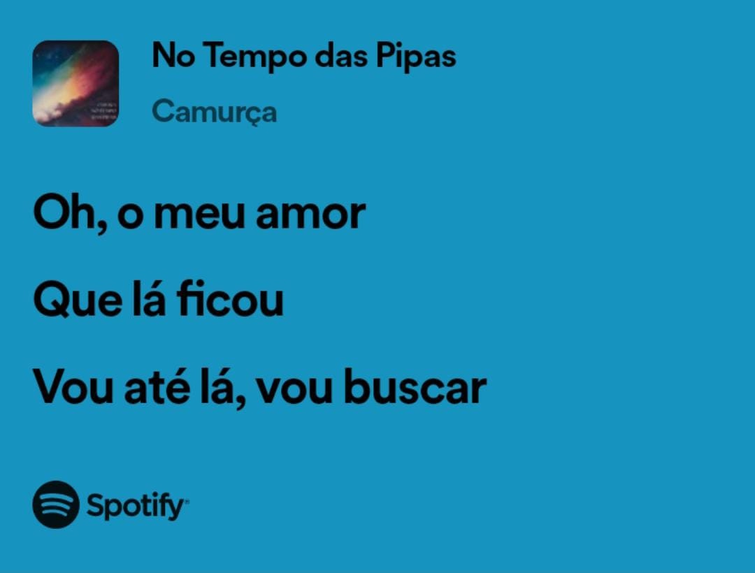 sigamaracaia's tweet photo. Aquele refrão chiclete que toca em loop na cabeça 😅🔈

Quando você menos esperar, vai estar cantarolando "Oh, o meu amor, que lá ficou..."
Já viu esse modo de compartilhamento do Spotify? Aproveita e corre lá pra dar o play em "No Tempo das Pipas". 🪁🏔️ https://t.co/mZ3wPrWUNx
