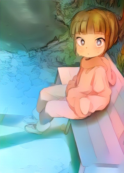 アニメっぽいやつ。AIでの彩色後に、ちょっと手で修正した。 