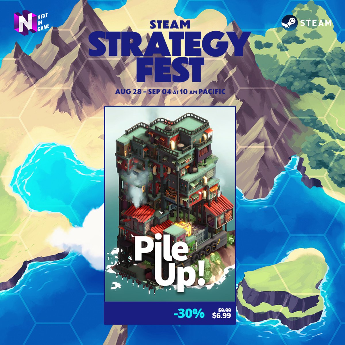 nextingametr's tweet image. 💭Strategy without process is little more than a wish list. - Robert Filek

So get ready for some brain brawl!🧠

#SteamStrategyFest is in full swing, and our titles are also in line;

Pile Up! 🌆
Planet TD🪐
Izmir: An Independence Simulator🧭

#indiegame #strategyfest #discount