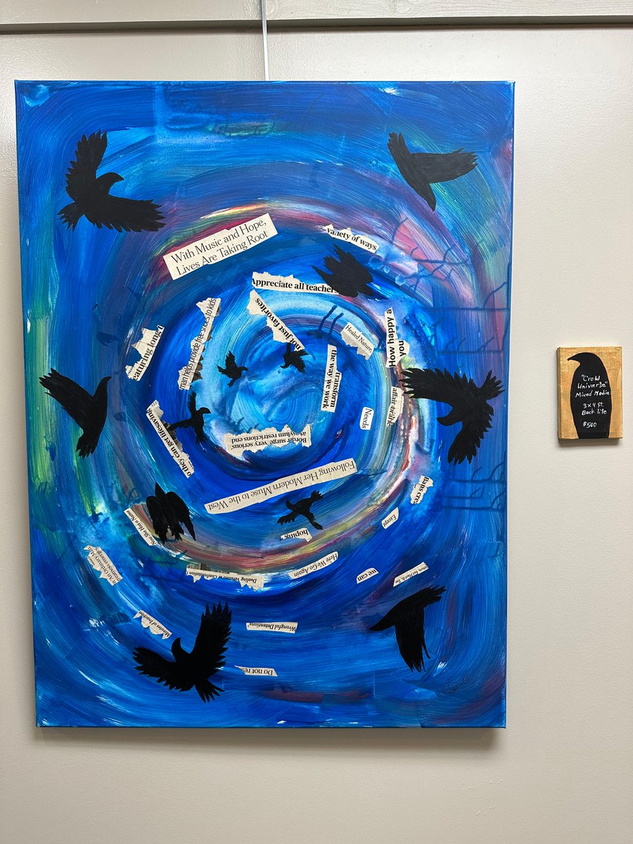 wecarearts's tweet photo. Let's take a moment to celebrate and congratulate our dear Sharen on her retirement and her fantastic art exhibition, A Murder of Crows!  #SharenArtExhibition #WeCareArts #ArtLovers #ArtEnthusiasts #ArtIsLife https://t.co/NUCN0Q9Gb5