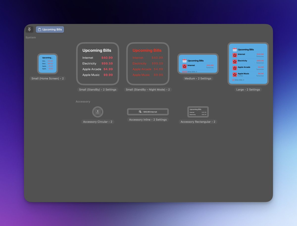 PerjanDuro's tweet image. The best thing in Xcode for Widgets. A lifesaver. It took some time to make it work (had to create a new target, new app extension) but now it runs like butter. #iOS17 #widgetKit