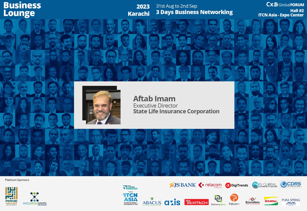 We are excited to have Aftab Imam Executive Director Statelife Insurance Corporation as VIP Guest at the Business Lounge 31st Aug to 2nd Sep at Expo Center Hall#2 ITCN Asia

Book your seat : cxoforum.global/cxo-lounge-202…
For more details : cxoforum.global/events/busines…