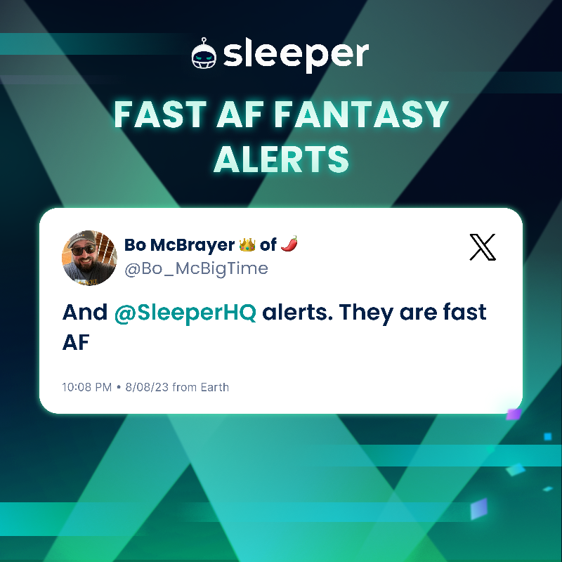 SleeperHQ's tweet photo. Sleeper is the Fastest App for Fantasy Football Alerts 🗣️

Don't believe us? See for yourself👇