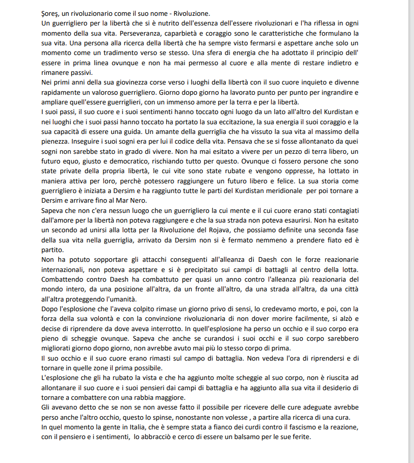 UIKIONLUS's tweet photo. 🌹Il 28 Agosto 2021 un gruppo di 7 guerriglieri cadeva in un'imboscata del KDP, tra i 6 caduti anche Şoreş Mardin, che abbiamo conosciuto in Italia mentre curava le ferite riportate contro ISIS

Condividiamo la lettera scritta dai suoi compagni sulle montagne libere del Kurdistan https://t.co/YxKEBq9oVc