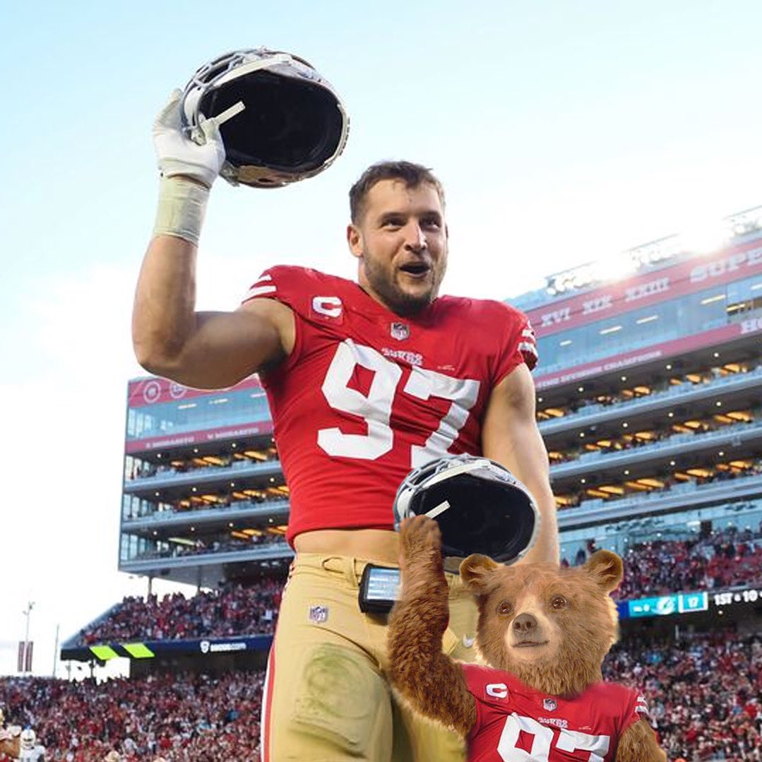 Photoshopping Paddington Bear into photos with Nick Bosa everyday until the 49ers #PayNickBosa - Day 3