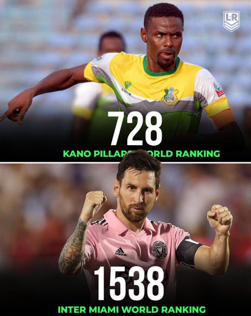 🚨 BREAKING: Kano Pillars have been ranked above Lionel Messi's Inter Miami in world rankings 
#nigerialeague #footballranking