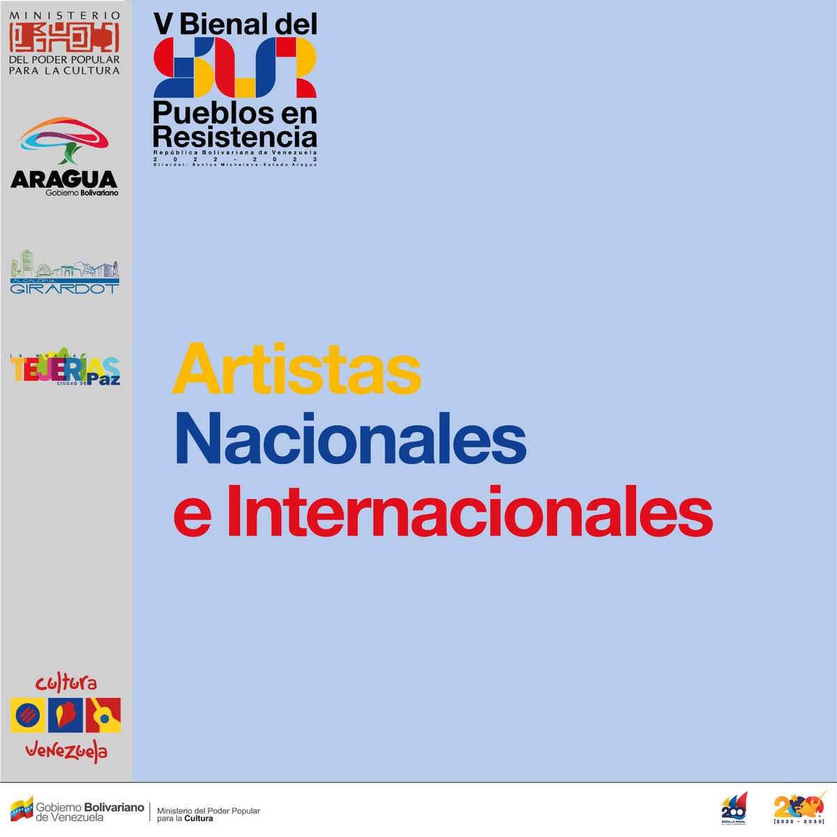 IartesVzla's tweet image. #28Agos El Instituto  de las Artes, la Imagen y el Espacio y el comité organizador de la V  Bienal del Sur, Pueblos en Resistencia: Calle, Memoria y Esperanza  informa el listado oficial de los artistas nacionales e internacionales  participantes en esta edición.