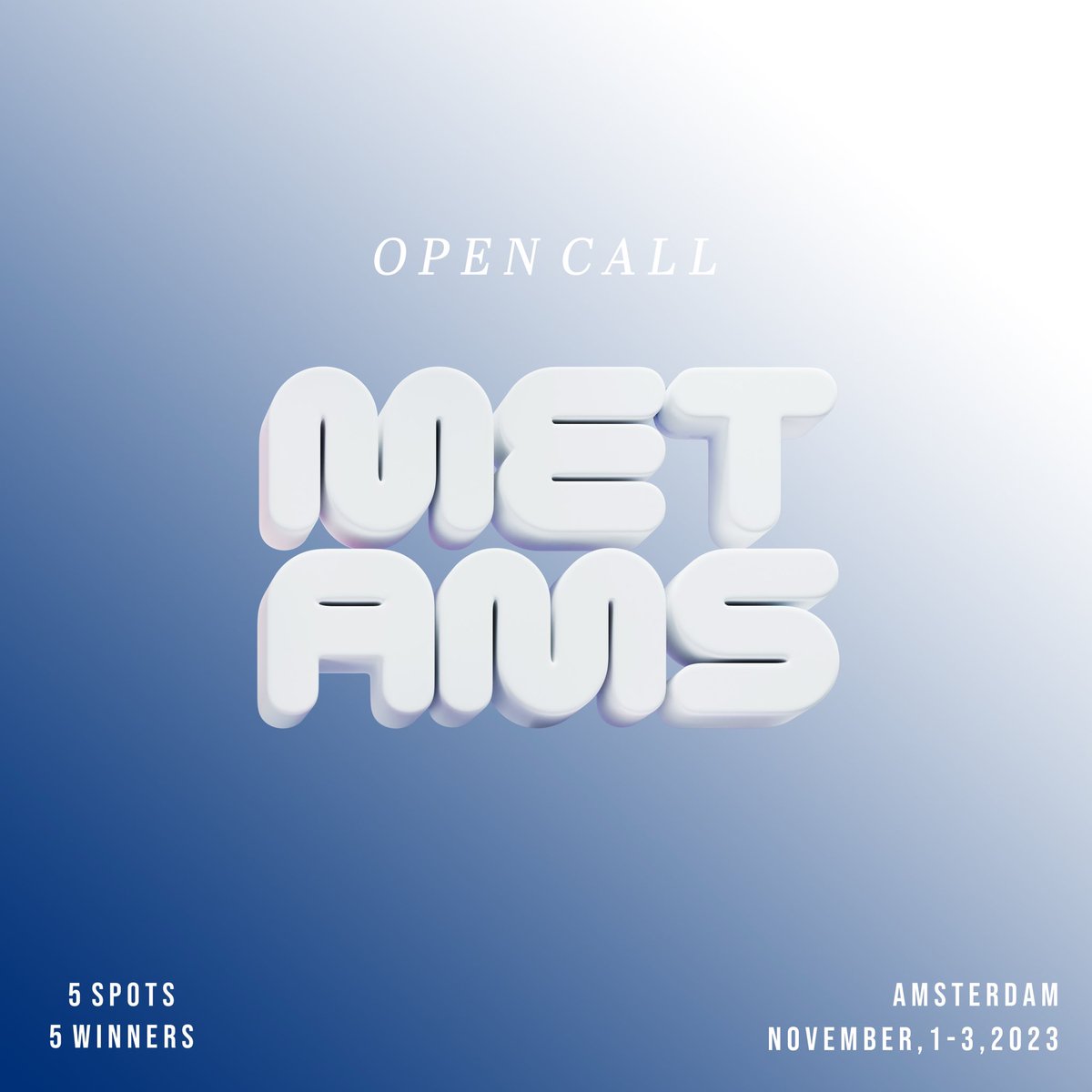 🚨 OPEN CALL FOR ALL ARTISTS 🚨

I’m super excited to be curating for MET AMS 2023!

I’ll hand-pick 5 artists.

The winners will also get free tickets to the event. 💎

To enter:

🖼️ Post your best art below
✅ Follow <a href="/hugoraphy/">Hugo Korhonen ❄️</a> &amp; <a href="/met_ams/">MET AMS</a>  
🔁 Retweet this tweet
⚡️ Tag 3 friends