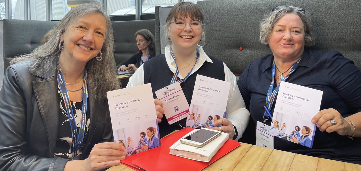 Our Journal Specialist @roxanne_palino is having an exciting time networking at @AMEE_Community in Glasgow, Scotland with our Healthcare Professions Education section Specialty Chief Editor Dr. @LynnMonrouxe and one of our section Associate Editors Dr. @lisigordon! #AMEE2023