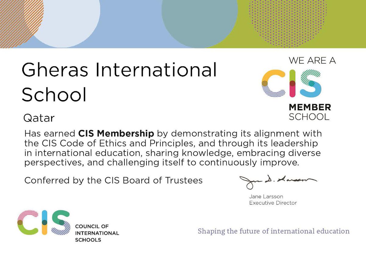 Gheras_Int_Sch's tweet photo. 🌍 Exciting News! Gheras International School Joins CIS! 🌍
We are thrilled to kick off this academic year with a remarkable announcement: Gheras International School is now a proud Council of International Schools (CIS) member! 🏫🎉
#CISMember #GlobalEducation #NewBeginnings https://t.co/4AqRqQKW1T