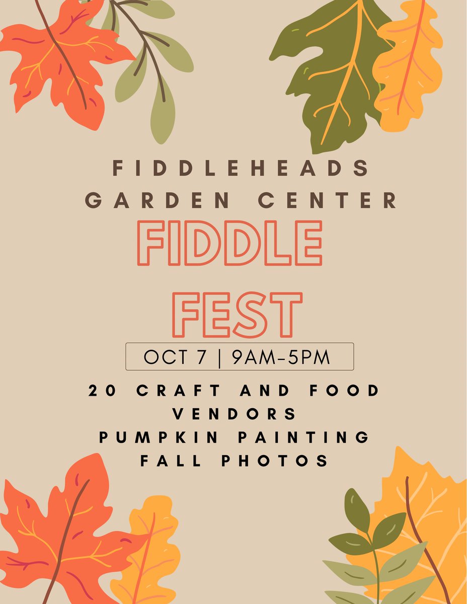 visitdalton's tweet photo. Are you ready for a fantastic time at Fiddlehead's annual Fiddle Fest? ๐ Join us as we celebrate 12 wonderful years of Fiddleheads with a delightful lineup of 20 craft and food vendors, pumpkin painting, and the perfect fall photo opportunity. #FiddleFest #FallFun https://t.co/l1o8VshOJ8