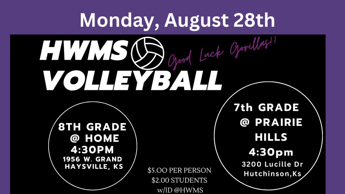 Fall competition starts today. Good luck to the HWMS volleyball team!