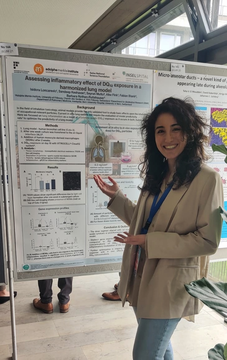 Grateful to share our results at #ISAMCongress2023 @aerosolmedicine poster session on advanced lung models @MerkleInstitute @unifr @brothenrut. Thanks to our collaborators at University of Bern @FabianBlank and @nrp79 for funding #Research #InVitroModels #AnimalAlternatives.