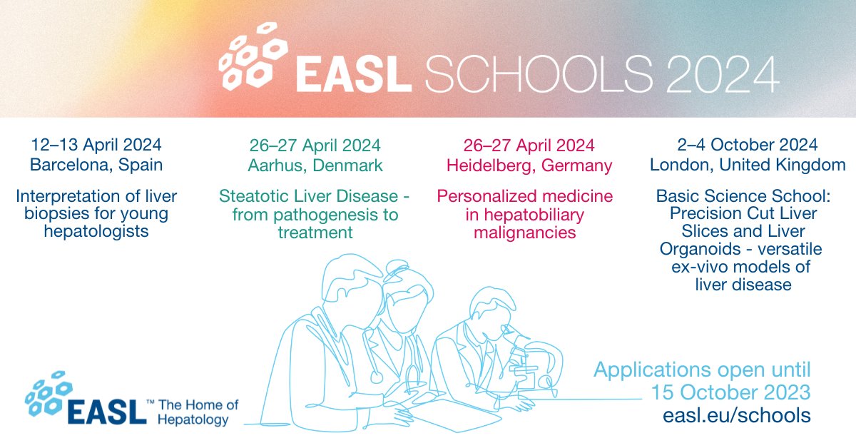 📣 Calling all our young investigators on #LiverTwitter! It's already back to School in 2024🔥 Discover our four EASL Schools, pick the one you are interested in, and apply today! Read more on: easl.eu/events/easl-co… @EASLedu @AleksanderKrag @DebbieShawcros1 @aelsharkawy75