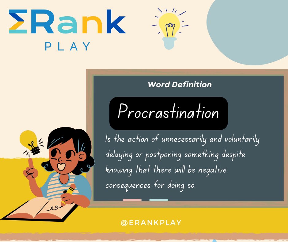 ErankPlay_'s tweet photo. It is currently the exam/ test period and that means giving it your all. Be sure to study hard as you will reap the rewards . STAY AWAY FROM PROCRASTINATION ! 💡🏆
#ERankPlay https://t.co/msJVkYspej