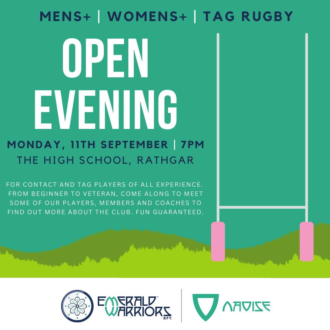 ewrfc's tweet photo. 🚨 Open Evening! 🚨

Join us Monday the 11th September for our 2023/24 Season Open Evening 🏉

Open to all abilities and levels, Contact, Tag and Social members, come down and meet the team 💚💙

Slide into our DM’s with any questions 📬

#TryWithPride 🌈 https://t.co/FD8PUkcM2E