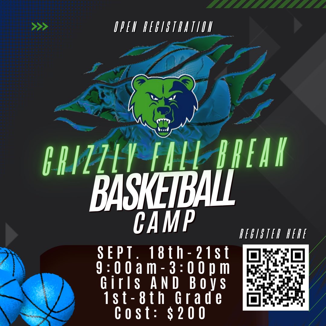 Fall Break is approaching fast! Need something for your son/daughter to do? Be sure to sign them up for Grizzly Basketball Camp! Limited spots left!
<a href="/AveryElementary/">Avery Elementary</a> <a href="/MacedoniaElem/">Macedonia Wildcats</a> <a href="/FreeHomeES/">Free Home ES</a> <a href="/BGESTEM/">Ball Ground STEM Academy</a> <a href="/CreeklandMS/">Creekland Middle</a> <a href="/CVHSJrHoops/">Creekview Jr Grizzly Girls Basketball</a>