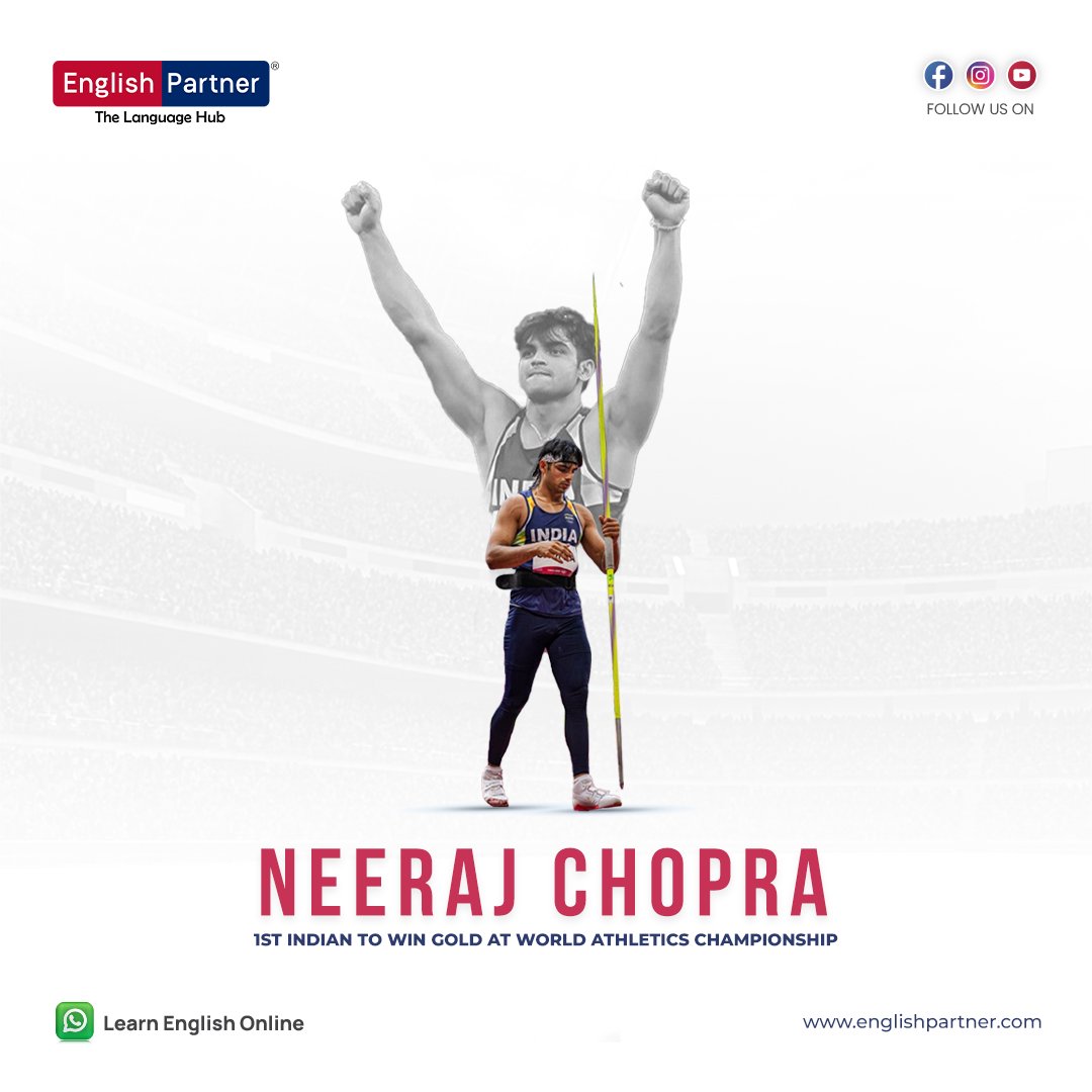 EnglishPartner_'s tweet photo. Once more making history is India's "Golden Boy"
Congratulations Neeraj Chopra
.
.
.
.
#NeerajChopra #Neeraj #neerajchopragold #NeerajGold #englishpartner #learnenglish https://t.co/qqTuw2Qi7Z