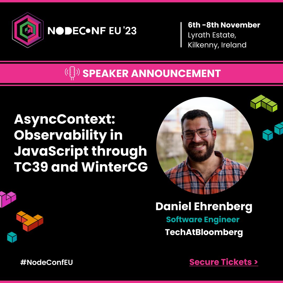 NodeConfEU's tweet image. To support #distributedtracing, @TechAtBloombergโs @littledan will present AsyncContext, a standards-track, higher-performance successor to @nodejsโ AsyncLocalStorage, developed in @TC39 and WinterCG
nodeconf.eu/daniel-ehrenbeโฆ
#NodeConfEU #Nodejs