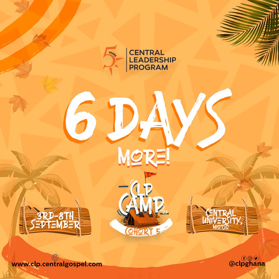 clpghana's tweet image. We're getting closer💫. Six more days!🎉
#clpcamp23 #clpat5 #lead #transform