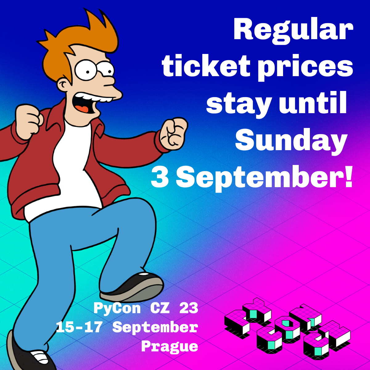 ⛱️ We don't want anyone to miss the chance to get their ticket to #PyConCZ23 for a regular price because of summer vacation, so we have decided to postpone late bird pricing for a week! 😎
👉 cz.pycon.org/2023/tickets/