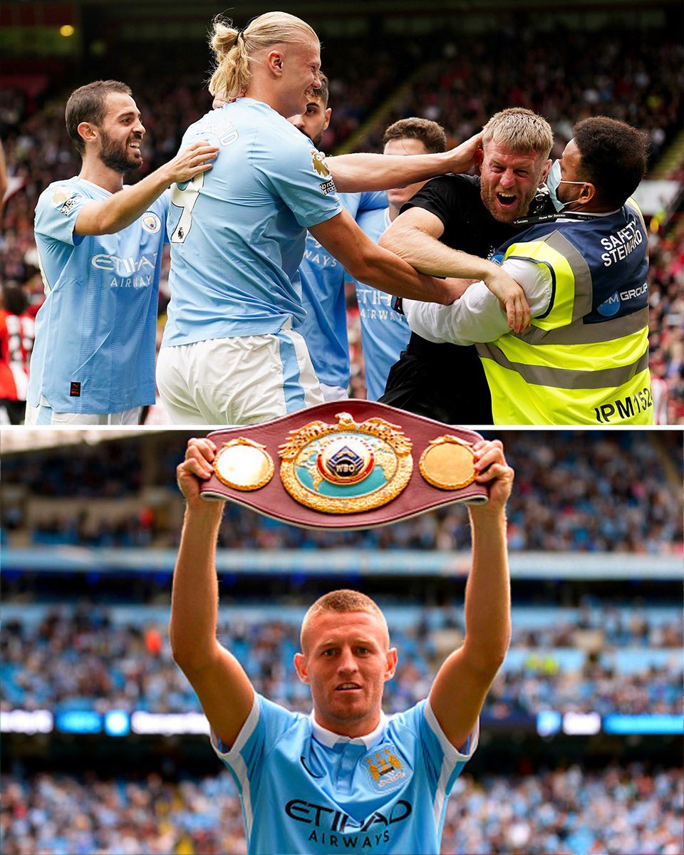 The Man City fan who celebrated with Erling Haaland turned out to be former World Champion boxer, Terry Flanagan 🥊😅

The retired Brit held the WBO lightweight title between 2015 and 2017… he’s clearly used to winning 🏆🔵