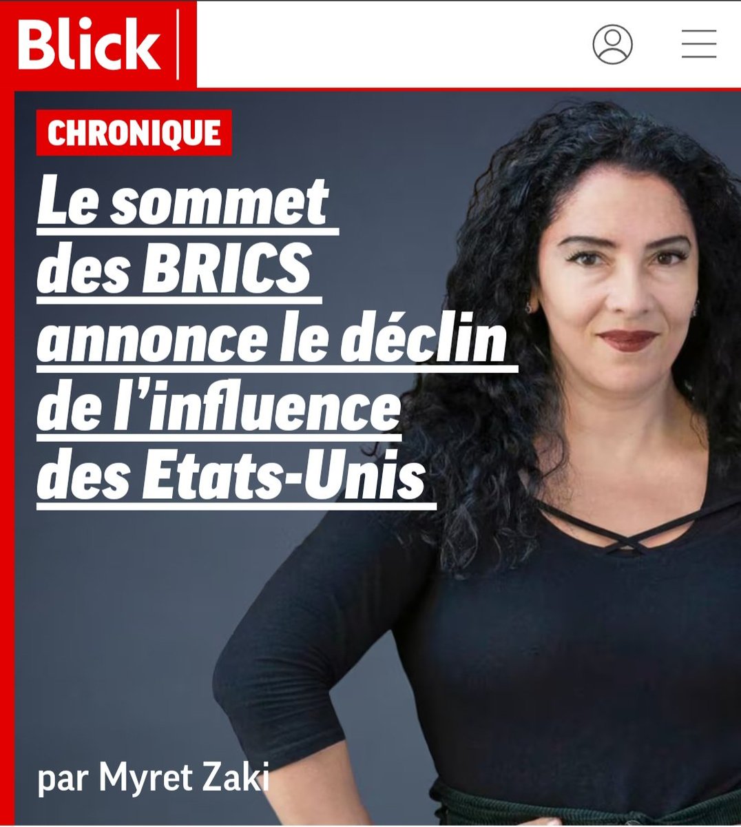 MyretZaki's tweet image. Sorry guys, mais les USA ne peuvent pas rivaliser avec la puissance des BRICS. Pour ne rien arranger, ce bloc de 12 pays a d'autres valeurs et d'autres priorités que l'Ouest. Chronique d'une désaméricanisation annoncée pour @Blick_fr 👉
blick.ch/fr/news/opinio…