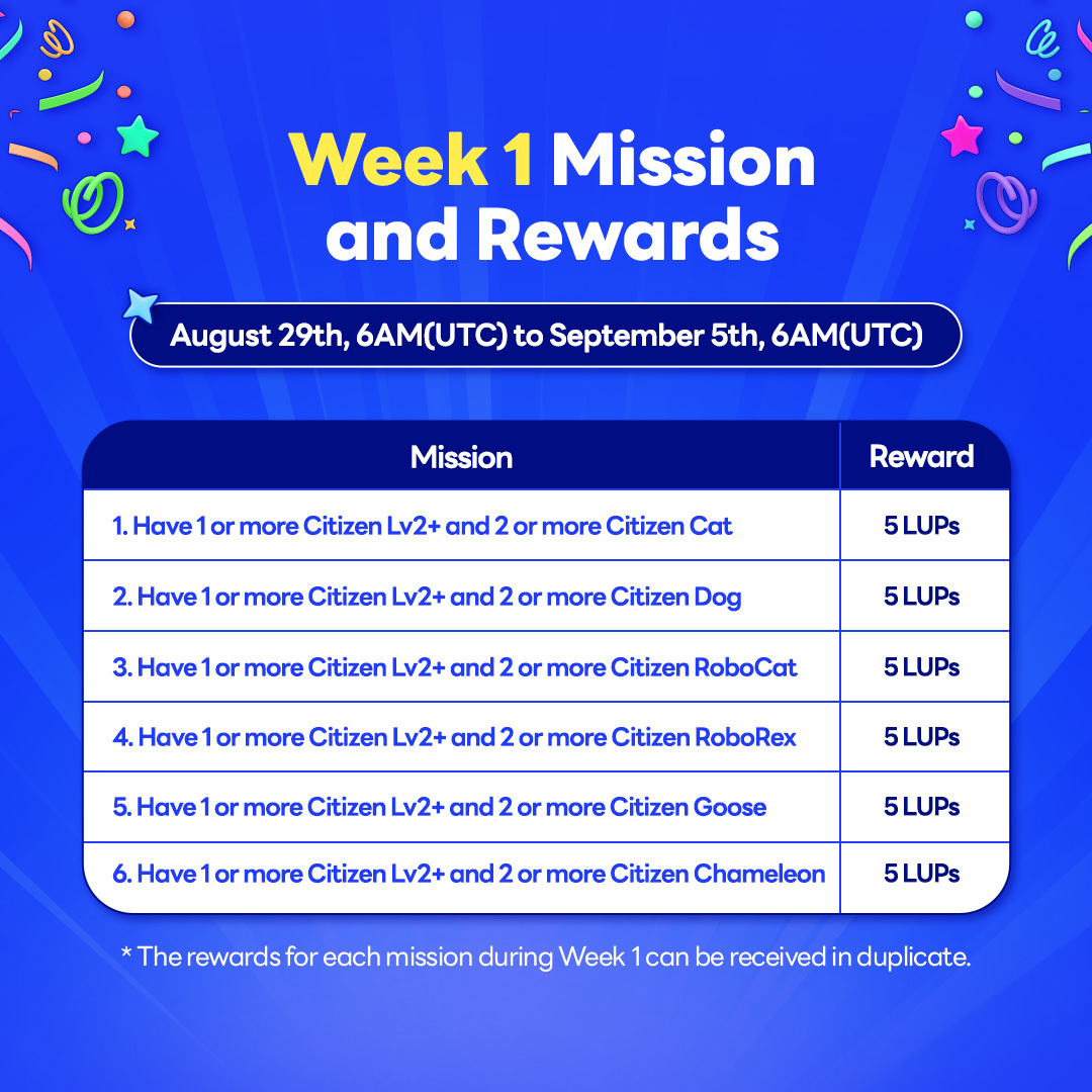 DOSI_official's tweet photo. 📢 DOSI Citizen &amp; Friends 2nd LUP Promotion Announcement!

We are launching 2nd promotion for Level-Up Pass (LUP). Complete weekly missions and receive up to 45 LUP! 🔥

🗓️
8/29 - 9/12

🌟
Complete Week 1 &amp; 2 Missions

🎁
Receive up to 45 LUP

👉 Details https://t.co/RpafMzr7WR https://t.co/M8MusasSvi