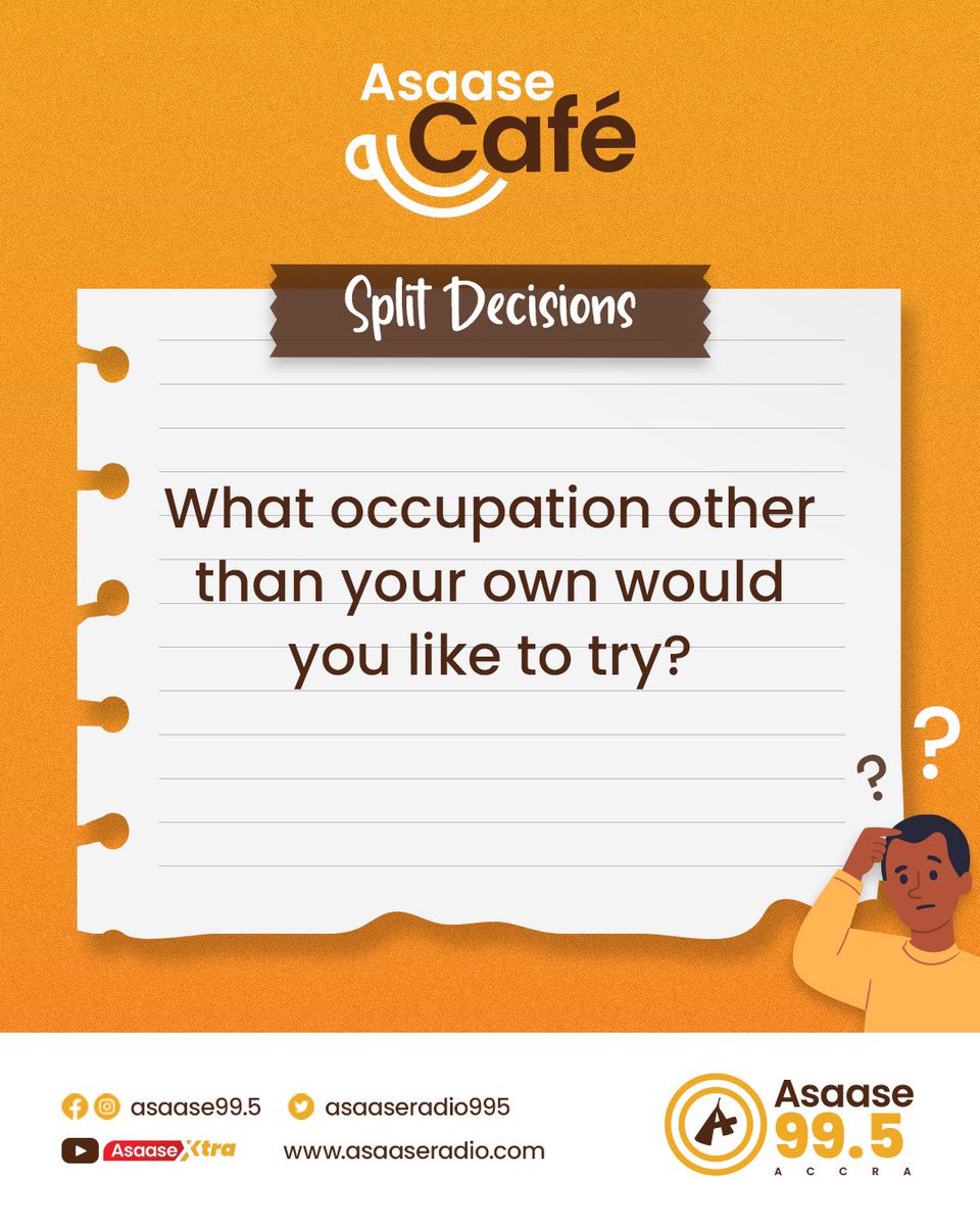 asaaseradio995's tweet photo. Let us know👇🏾
#AsaaseCafé
#SplitDecisions https://t.co/8Gozkg9Bg9