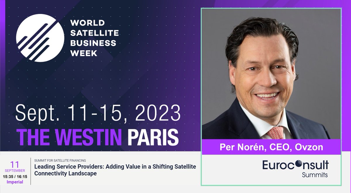 Our CEO, Per Norén, will participate in a panel during #WSBW in Paris with Mauricio Segovia, Michel DOTHEY, and Tobias Forsell to discuss how to add value to the shifting satellite connectivity.
#Ovzon #satcom #satellitecommunications #satcomasaservice #criticalcommunications