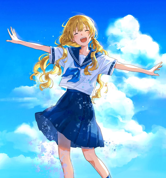 Ado『向日葵』500万再生おめでとうございますこれは1番サビの最初のカットに描いたイラストです 