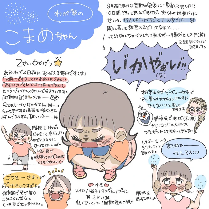 今月で2歳半になりました🐣  すくすくと育っております!Eテレには見向きもせず、毎日ディズニープラスです…(おかん寂しい) 果物が大好きで、最近はいただきもののスイカを食べてます🍉  毎日一緒にレリゴー歌って手から魔法だしてます💫 #育児絵日記